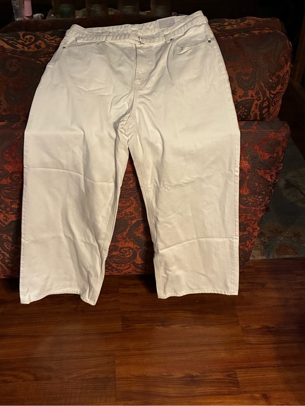 H&M White Cropped Wide-Leg Pants